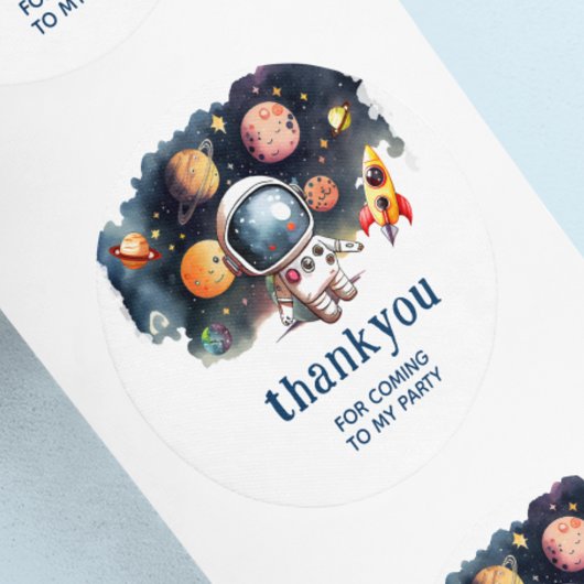 Cute Outerspace Planets Bedankt Feestje Sticker