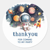 Cute Outerspace Planets Bedankt Feestje Sticker (Voorkant)