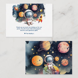 Cute Outerspace Ruimtevaarder Dankkaartje Notitiekaartje