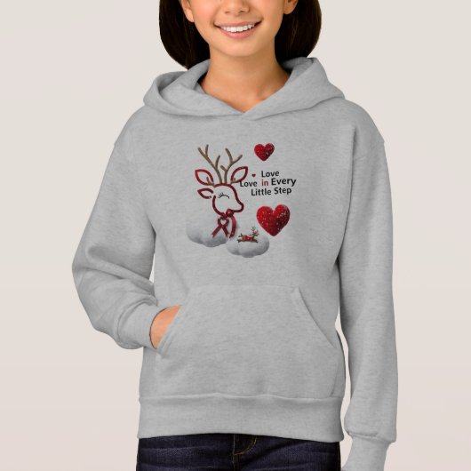 Cute Outline Rendier Liefde Harten Meisjes Pullove (Voorkant)