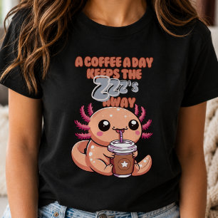 Cute Overload: Baby Axolotl die Koffie Drinkt T-shirt