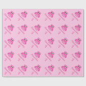 Cute owl 1st Birthday baby girl wrappaper Cadeaupapier (Vlak)