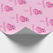Cute owl 1st Birthday baby girl wrappaper Cadeaupapier (Hoek)