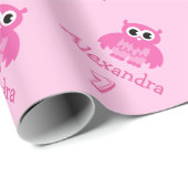 Cute owl 1st Birthday baby girl wrappaper Cadeaupapier (Rol Hoek)