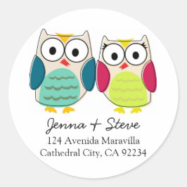Cute Owl Adresetiketten Ronde Sticker