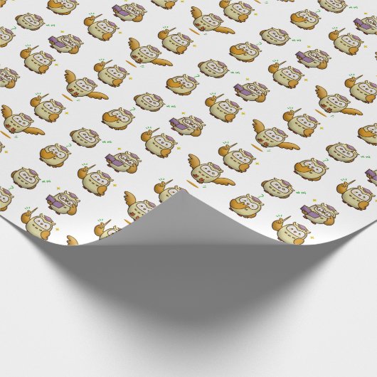 Cute Owl Afstuderen Gift Wrapping Paper Wrap Cadeaupapier (Hoek)