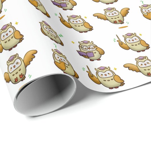 Cute Owl Afstuderen Gift Wrapping Paper Wrap Cadeaupapier (Rol Hoek)