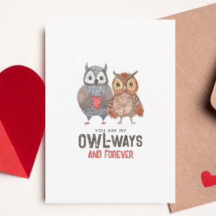Cute Owl Always and Forever Valentijnsdag Kaart