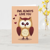 Cute Owl Always Love You Card Kaart (Gele Bloem)