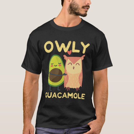 Cute Owl And A Avocado Owly Holy Guacamole T-shirt (Voorkant)
