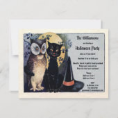 Cute  Owl and Cat Halloween Party Kaart (Achterkant)
