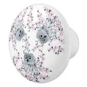 Cute Owl and Cherry Blossom Keramische Knop (Rechts)