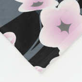 Cute Owl and Cherry Blossom Pink Black Fleece Deken (Hoek)