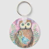Cute Owl and Fairy Sleutelhanger (Voorkant)