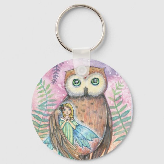 Cute Owl and Fairy Sleutelhanger (Voorkant)