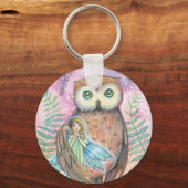 Cute Owl and Fairy Sleutelhanger (Voorkant)