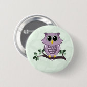 Cute Owl and Flowers Button (Voorkant /achterkant)