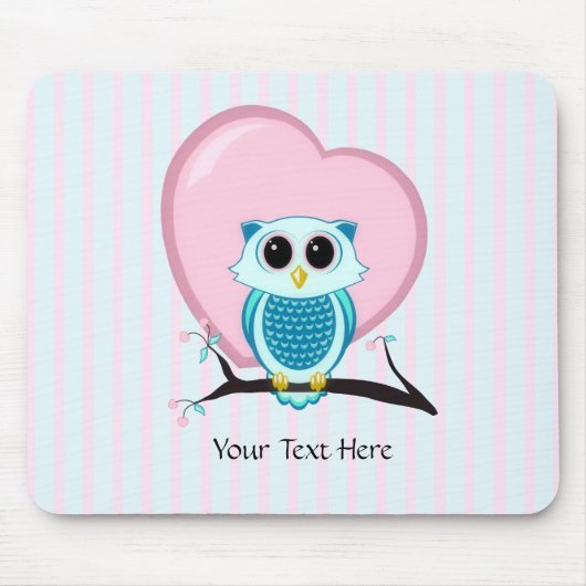 Cute Owl and Heart Sjabloon Mousepad Muismat (Voorkant)