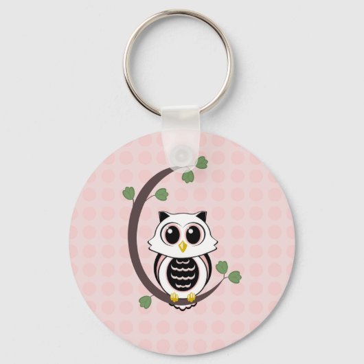 Cute Owl and Polka Dots Sleutelhanger (Voorkant)