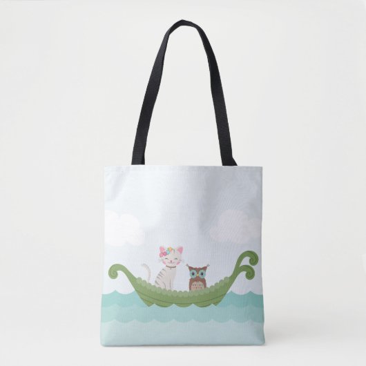 Cute Owl and Pussycat in Boat Tote Bag (Voorkant)