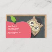Cute Owl & Apple Chalkboard Teacher Visitekaartje (Voorkant)