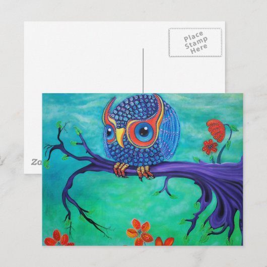 Cute Owl Art Briefkaart (Voorkant / Achterkant)