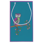 Cute Owl at Night Illustration Blue Klein Cadeauzakje (Achterkant)