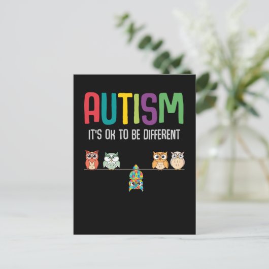 Cute Owl Autism Awareness Puzzle Autistic Kind Briefkaart (Staand voorkant)