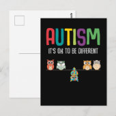 Cute Owl Autism Awareness Puzzle Autistic Kind Briefkaart (Voorkant / Achterkant)