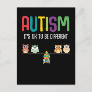 Cute Owl Autism Awareness Puzzle Autistic Kind Briefkaart