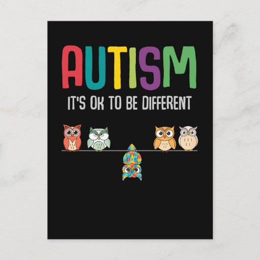 Cute Owl Autism Awareness Puzzle Autistic Kind Briefkaart (Voorkant)
