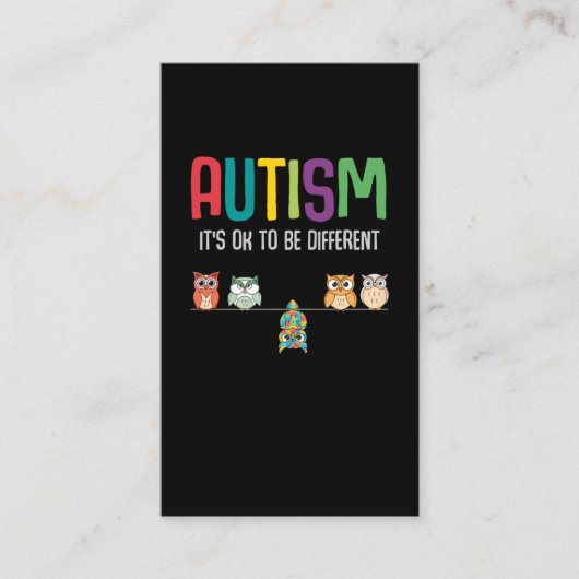 Cute Owl Autism Awareness Puzzle Autistic Kind Visitekaartje (Voorkant)
