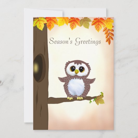 Cute Owl Autumn Season's Greetings Kaart (Voorkant)