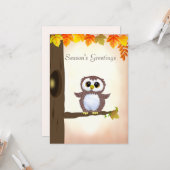 Cute Owl Autumn Season's Greetings Kaart (Voorkant / Achterkant in situ)