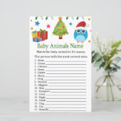 Cute Owl Baby Animals Name Game baby shower (Staand voorkant)