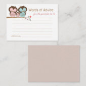 Cute Owl Baby Girl Advice Enclosure Informatiekaartje (Voorkant / Achterkant)