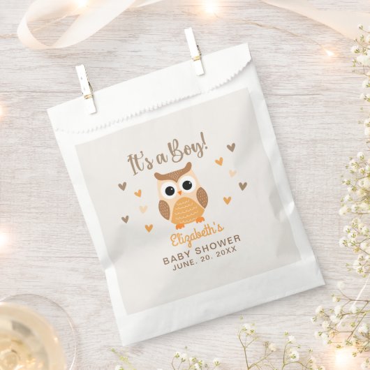 Cute Owl Baby Shower Boy Boho Bedankzakje (Geknipt)