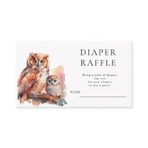 Cute Owl Baby shower Diaper Raffle