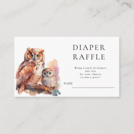 Cute Owl Baby shower Diaper Raffle Informatiekaartje