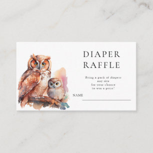 Cute Owl Baby shower Diaper Raffle Informatiekaartje