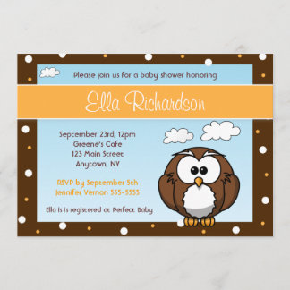Cute Owl Baby shower Invitation Kaart