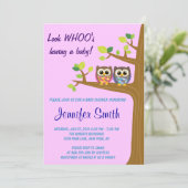 Cute Owl Baby shower Invitation Kaart (Staand voorkant)