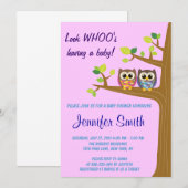 Cute Owl Baby shower Invitation Kaart (Voorkant / Achterkant)