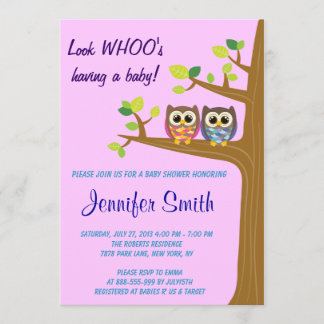Cute Owl Baby shower Invitation Kaart