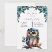 Cute Owl Baby shower Kaart (Voorkant / Achterkant)