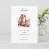 Cute Owl Baby shower-uitnodiging Kaart (Staand voorkant)