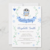 Cute owl baby winter babydouche kaart (Voorkant)