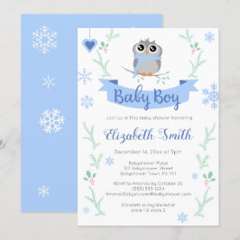 Cute owl baby winter babydouche kaart