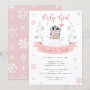 Cute owl baby winterbaby babydouche kaart