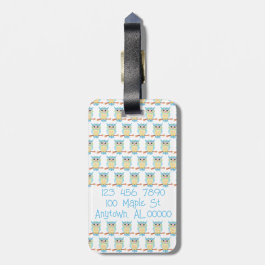 Cute Owl Bagagelabel (Achterkant verticaal)